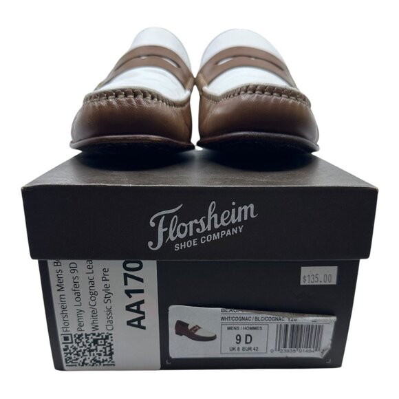 Florsheim Mens Beaufort Penny‎ Loafers 9D White/Cognac Leather Classic Style Pre main image 10